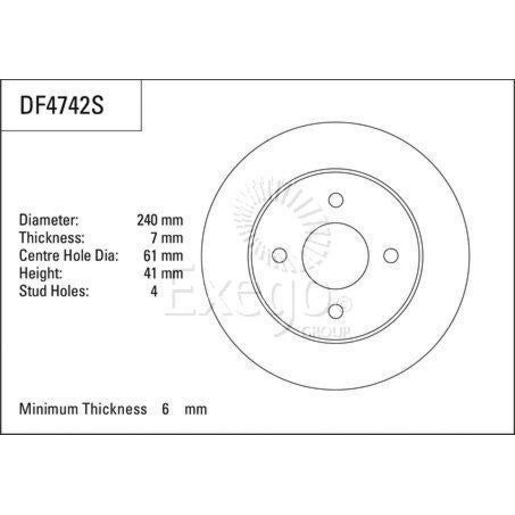 TRW Brake Rotor 240mm Rear DF4742S