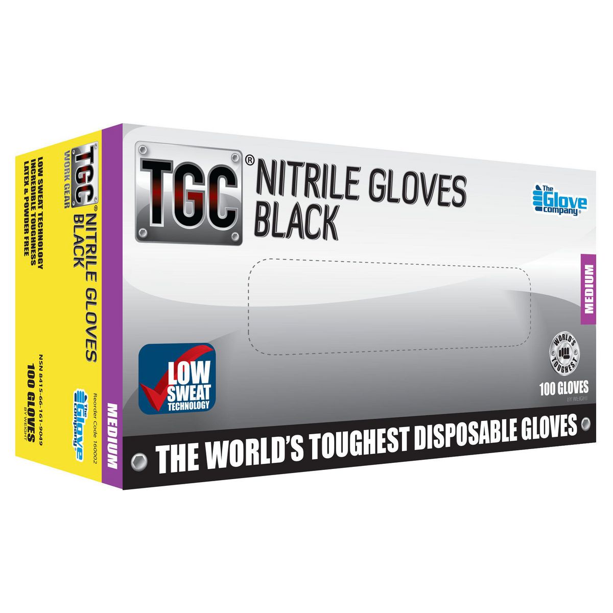 The Glove Company TGC Black Nitrile Gloves M 100 Pack 160002