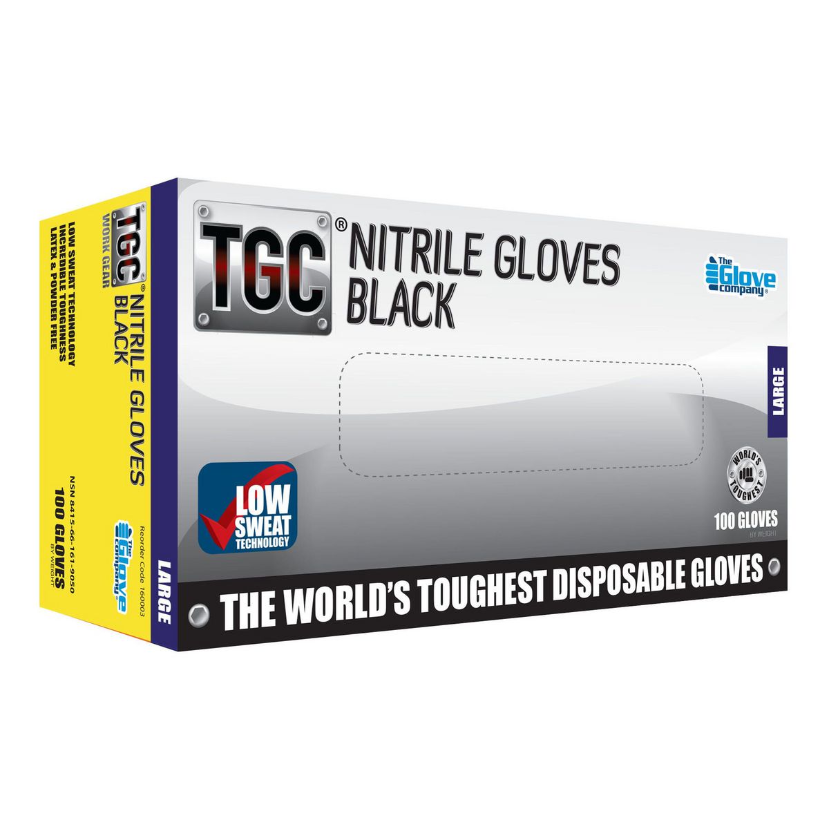 The Glove Company TGC Black Nitrile Gloves L 100 Pack 160003