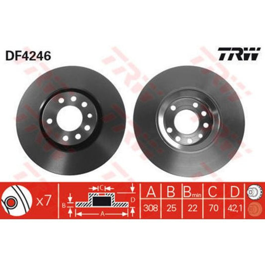 TRW Brake Rotor Single 308mm Front DF4246S