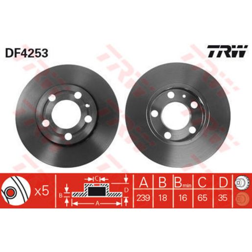 TRW Brake Rotor Single 239mm Front DF4253S