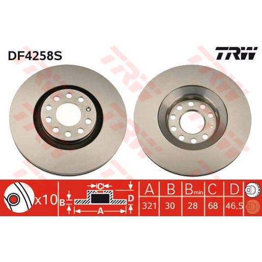 TRW Brake Rotor 321mm Front DF4258S