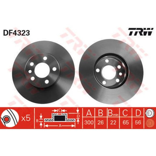 TRW Brake Rotor Single 300mm Front DF4323S