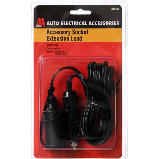 Mechpro C/Lighter Accessory Extension Plug Lead 1 Outlet 12A 12V MPEA03