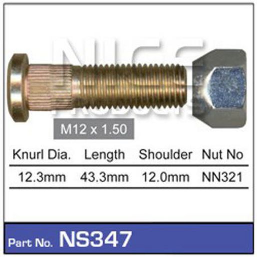 NICE Wheel Stud & Nut M12x1.50 43.3mm NS347