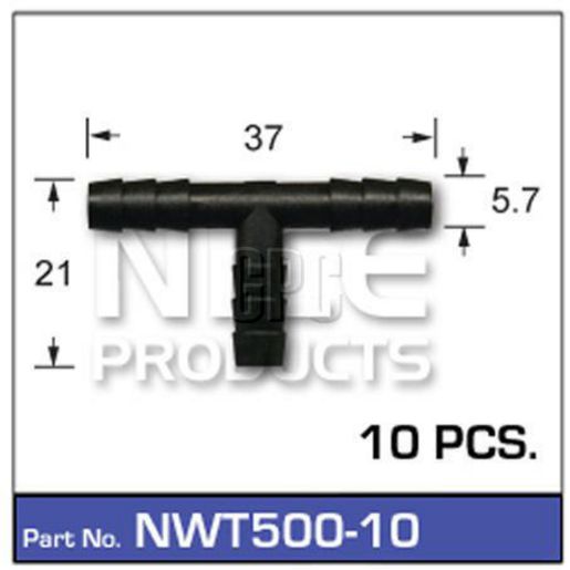 NICE T Connector 6mm (10 Pack) NWT500-10
