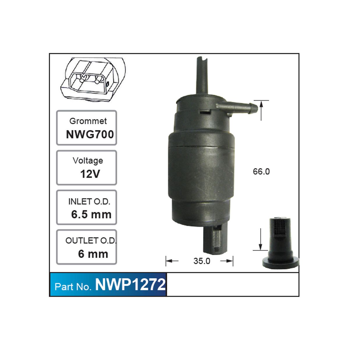 NICE Products Windscreen Washer Pump 12V NWP1272