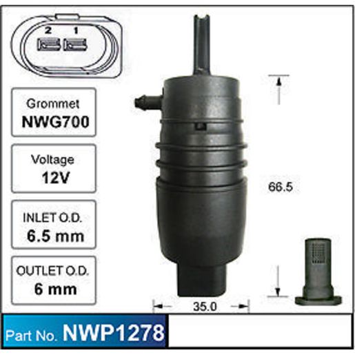NICE Windscreen Washer Pump NWP1278
