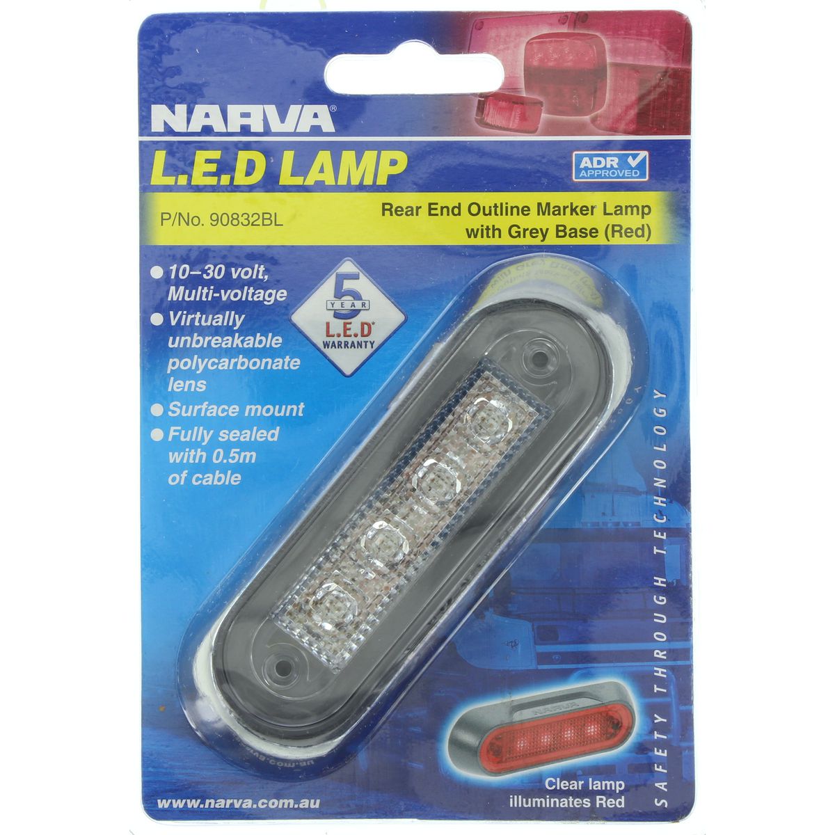 Narva LED Courtesy Lamp Red/Grey 90832BL