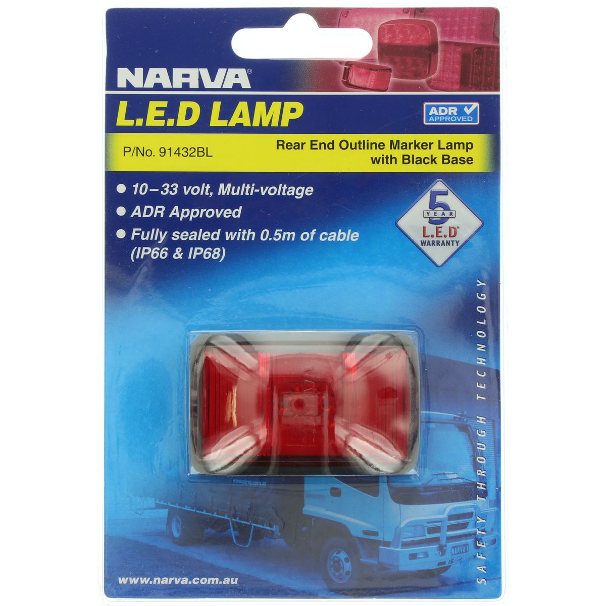 Narva LED Marker Lamp Black/Red 91432BL