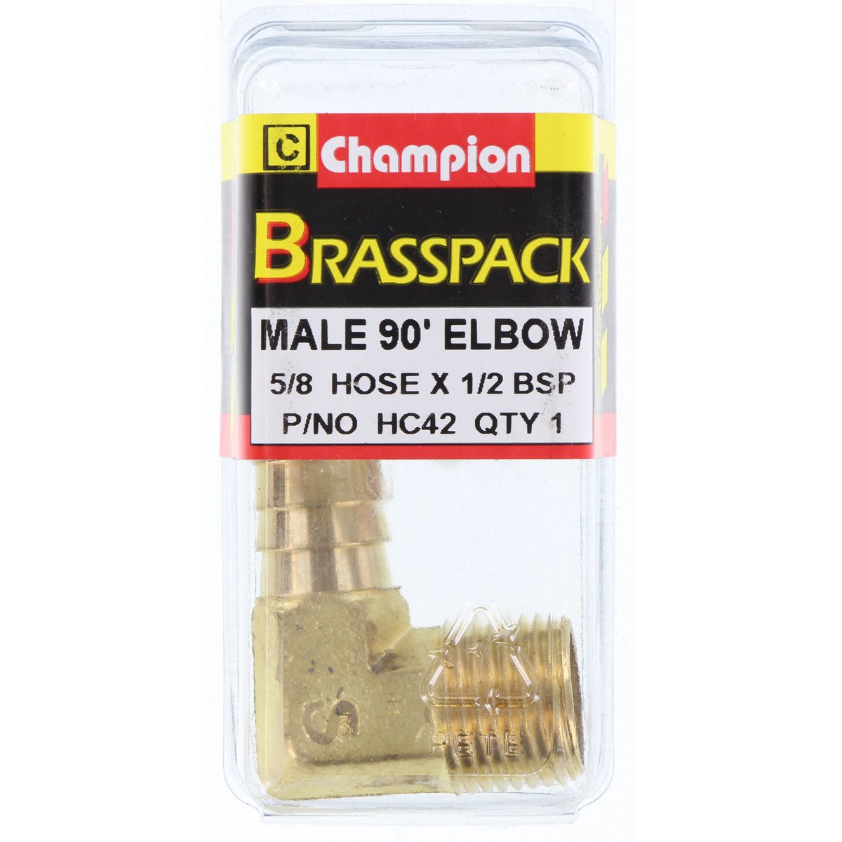 Champion Brass Male 90 Elbow 5/8 Hose x 1/2 BSP HC42