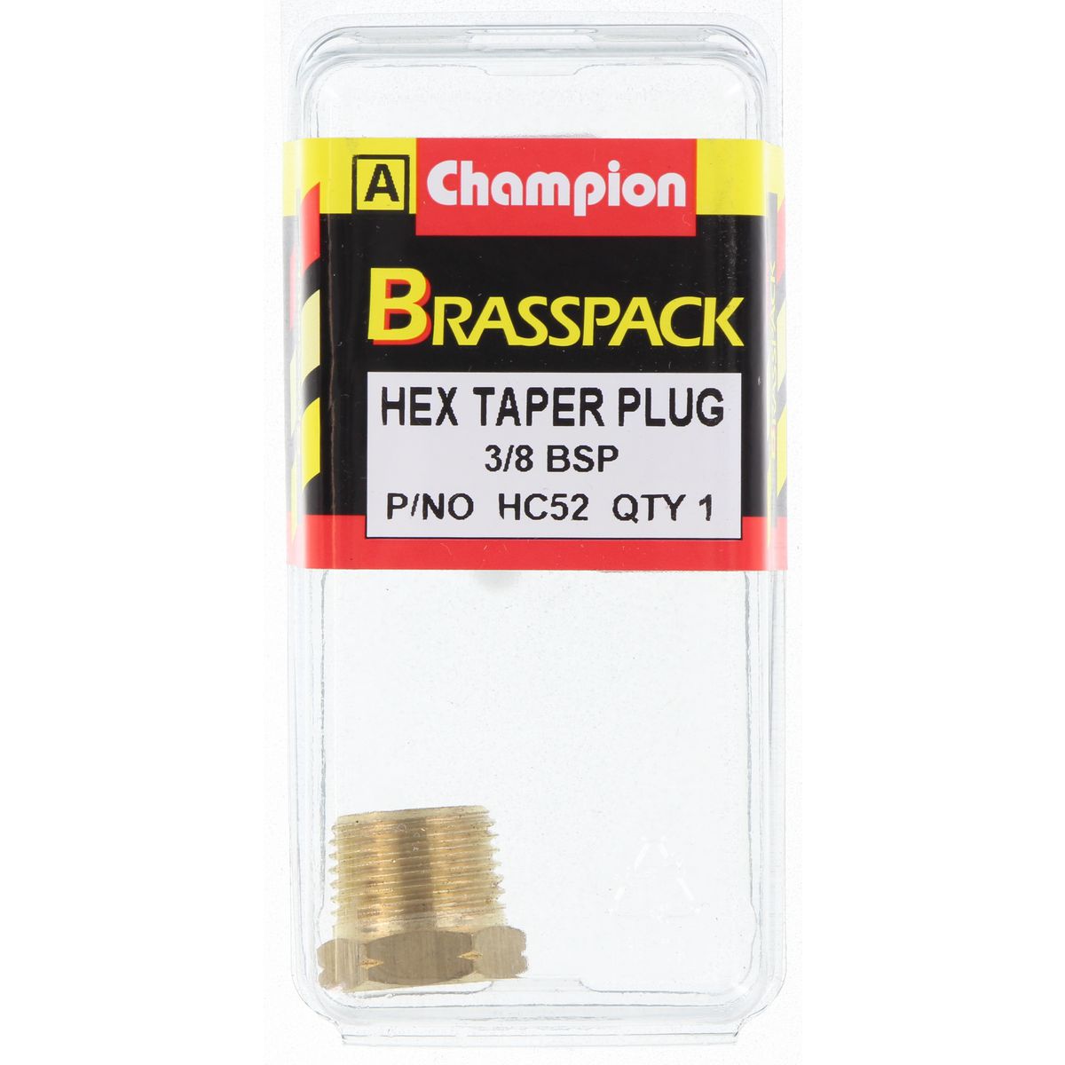 Champion Brass Hex Taper Plug 3/8 BSP HC52