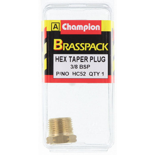 Champion Brass Hex Taper Plug 3/8 BSP HC52