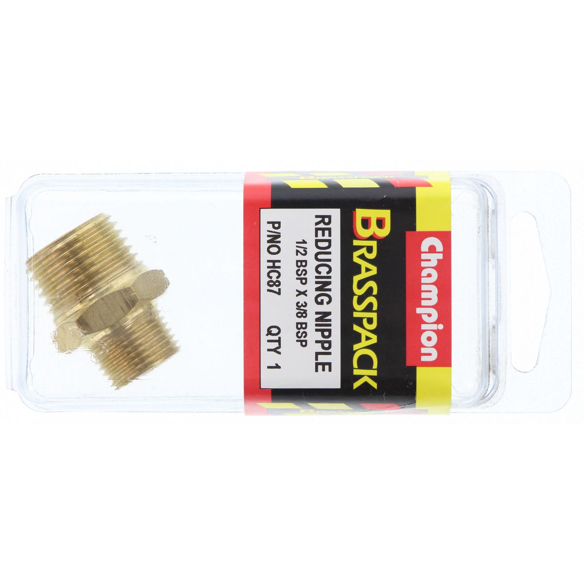 Champion Brass Reducing Nipple 1/2 BSP x 3/8 BSP HC87