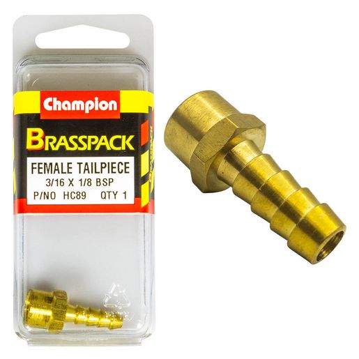Champion Brass Female Barb 3/16 Hose x 1/8 BSP HC89