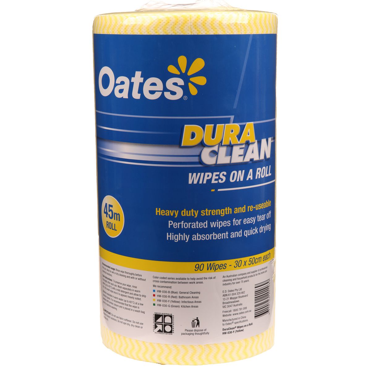 Oates Wipes Duraclean Yellow Roll 45M 165400