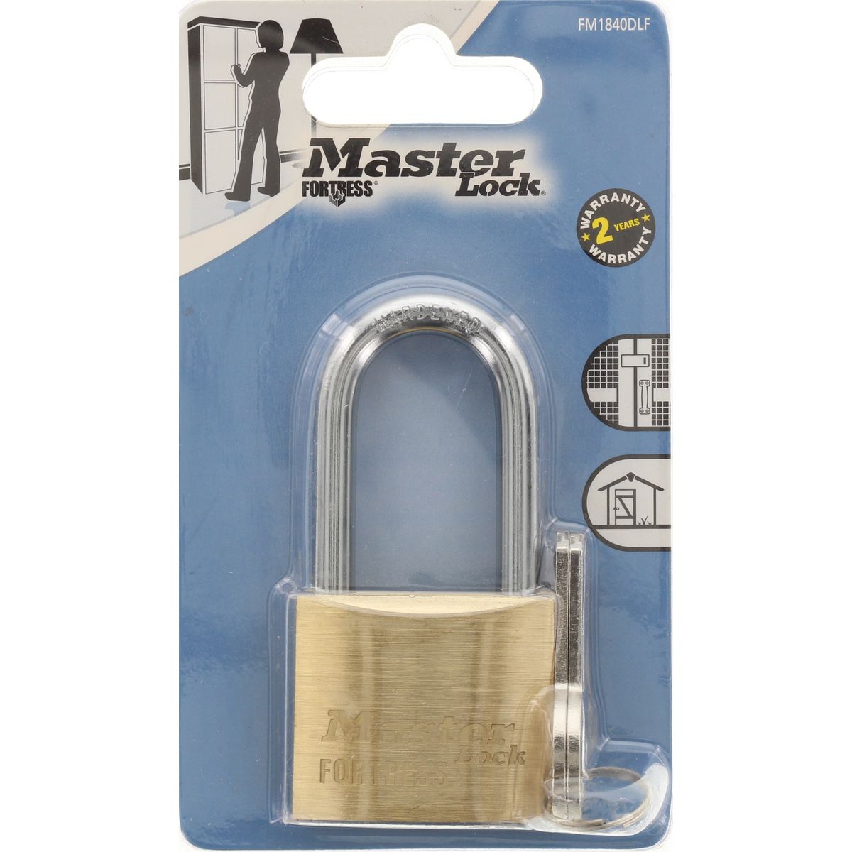 Master Lock Fortress Brass Padlock w/Long Shank 40mm FM1840DLF