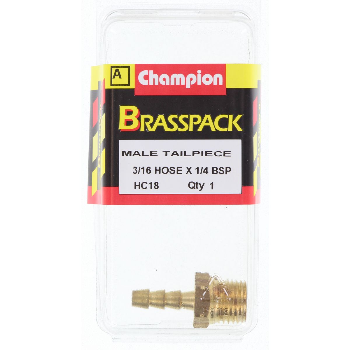 Champion Brass Male Barb 3/16 Hose x 1/4 BSP HC18