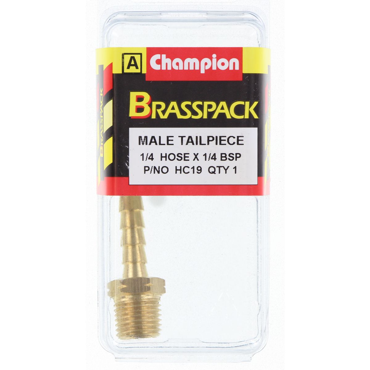Champion Brass Male Barb 1/4 Hose x 1/4 BSP HC19