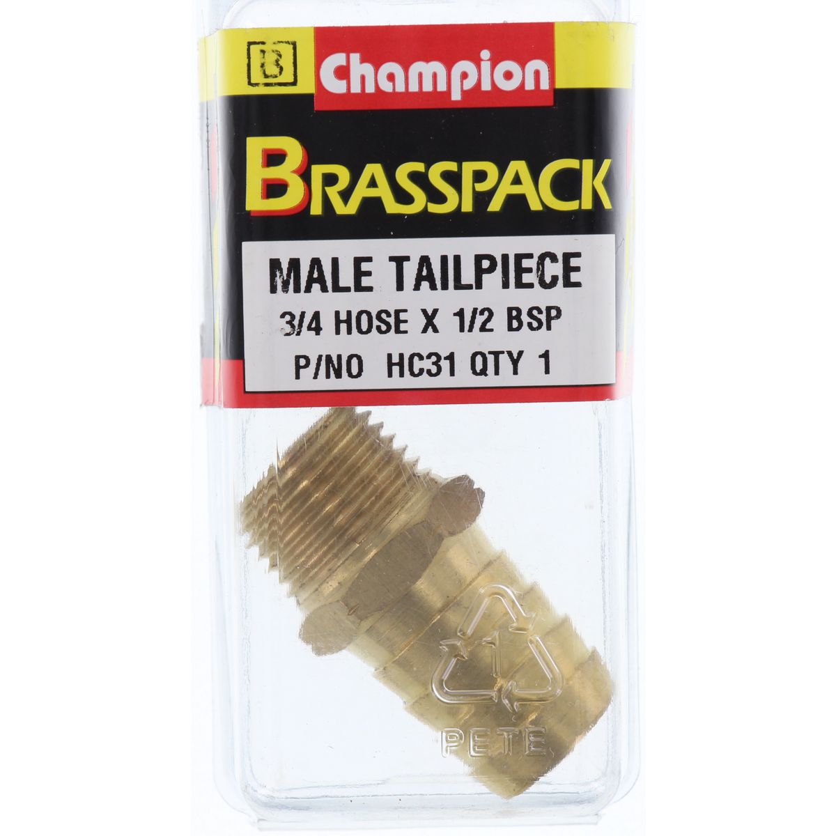 Champion Brass Male Barb 3/4 Hose x 1/2 BSP HC31