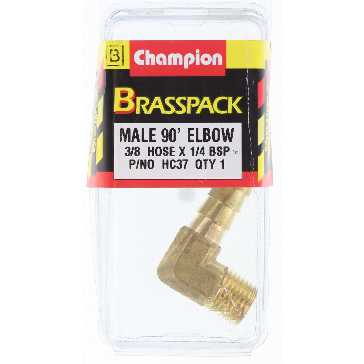 Champion Brass Male 90 Elbow 3/8 Hose x 1/4 BSP HC37