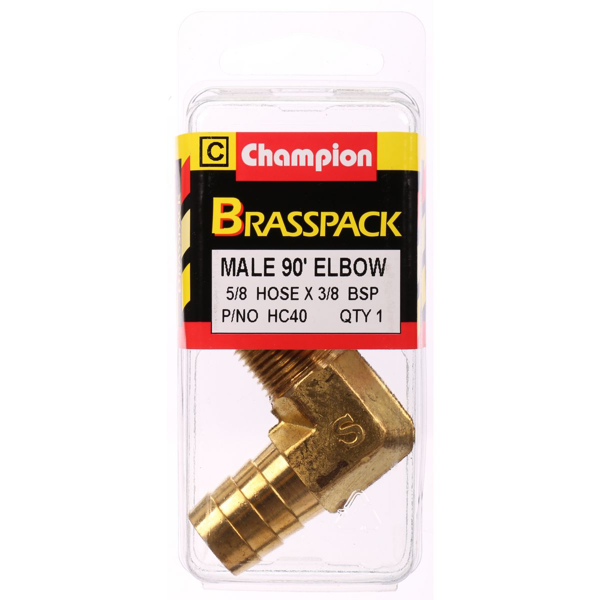 Champion Brass Male 90 Elbow 5/8 Hose x 3/8 BSP HC40