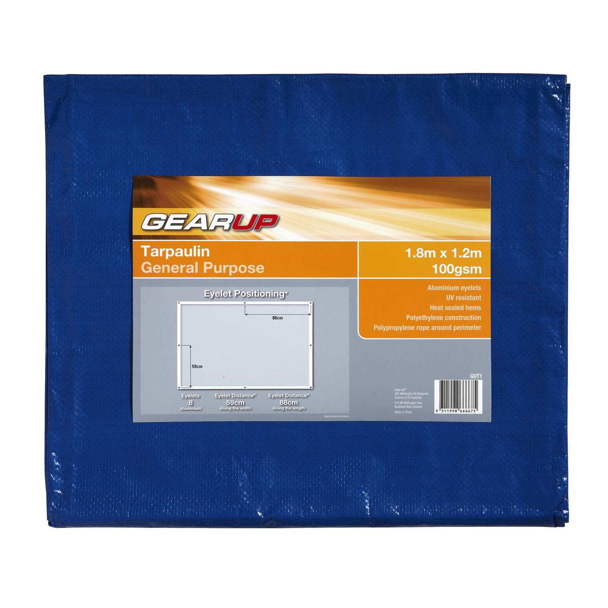Gearup Light Duty Tarpaulin 1.8m x 1.2m