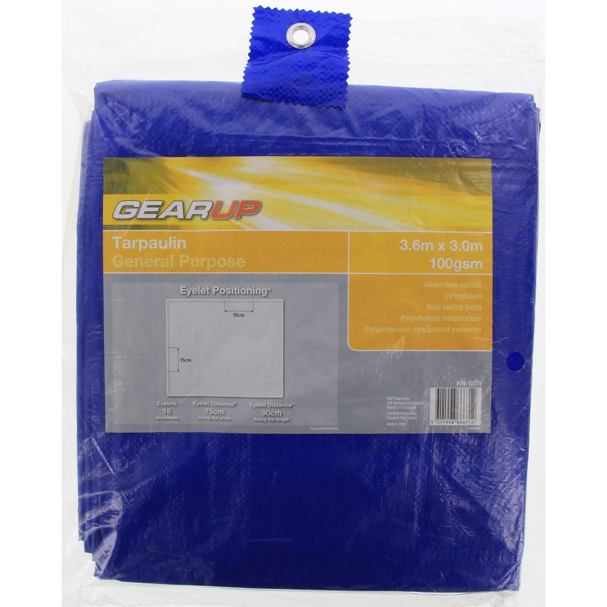 Gearup Light Duty Tarpaulin 3.6m x 3.0m