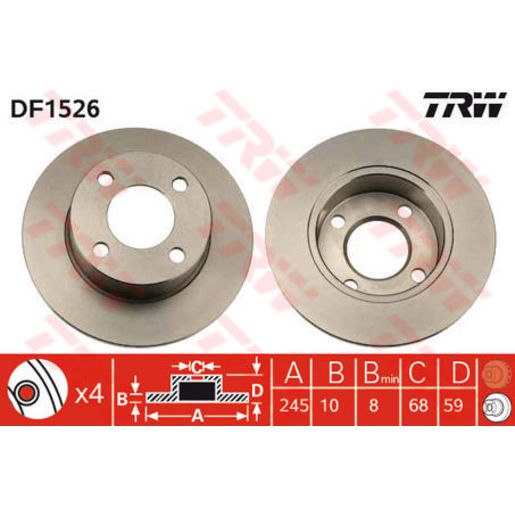 TRW Brake Rotor Single 245mm Rear DF1526S