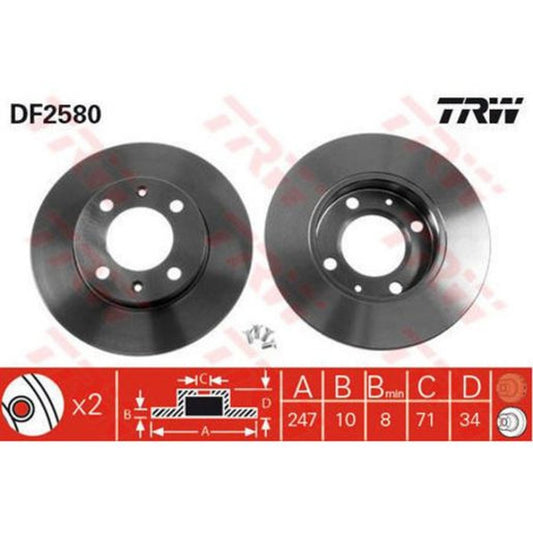 TRW Brake Rotor Single 247mm Rear DF2580S