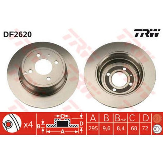 TRW Brake Rotor Single 295mm Rear DF2620S