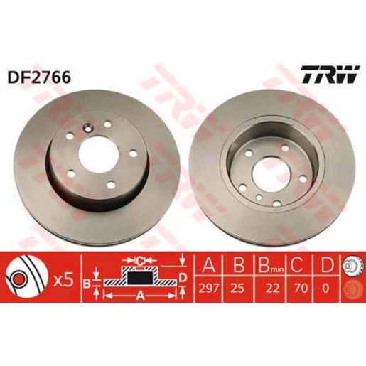 TRW Brake Rotor Single 297mm Front DF2766S
