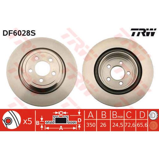 TRW Brake Rotor Rear DF6028S