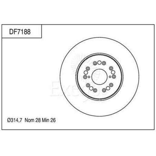 TRW Brake Rotor 314mm Front DF7188S
