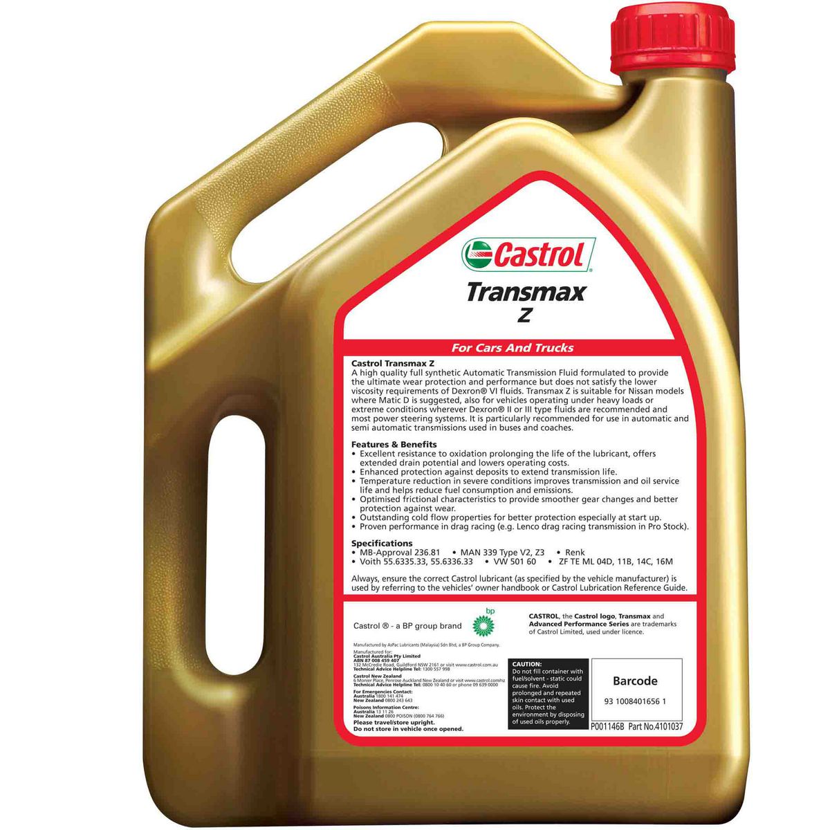 Castrol Transmax Automatic Transmission Fluid Z 4L 4101037