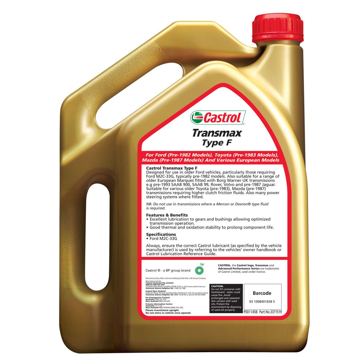 Castrol Transmax Automatic Transmission Fluid Type F 4L 3371519