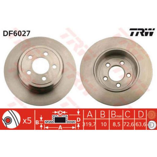 TRW Brake Rotor 320mm Rear DF6027S