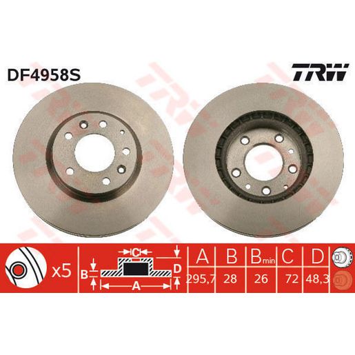 TRW Brake Rotor Front DF4958S