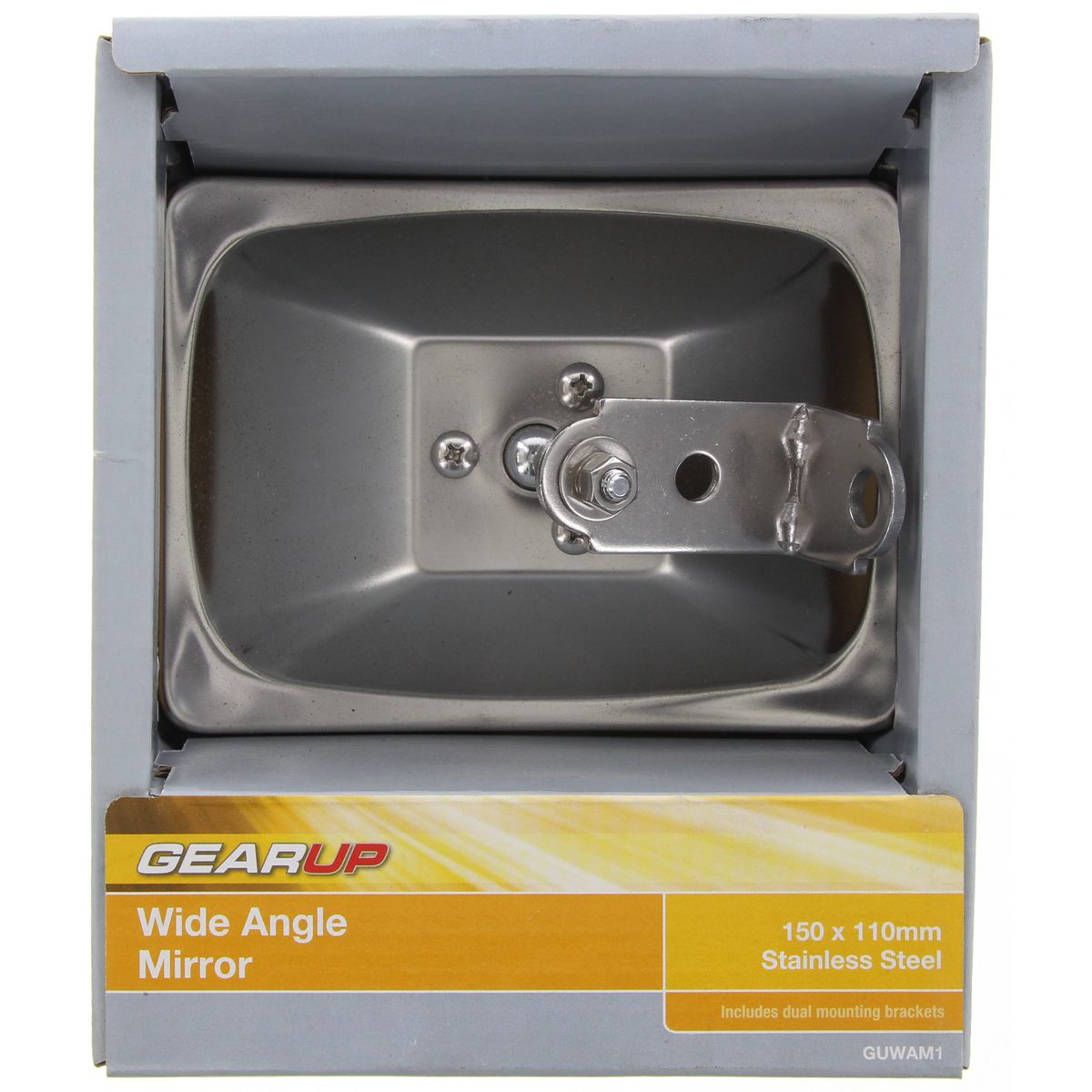 Gearup Rectangle Wide Angle Stainless Steel Mirror 150x110mm GUWAM1