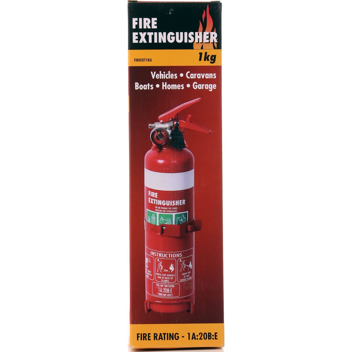 Firebox Fire Extinguisher Dry Chemical Powder ABE 1kg FIREEXT1KG