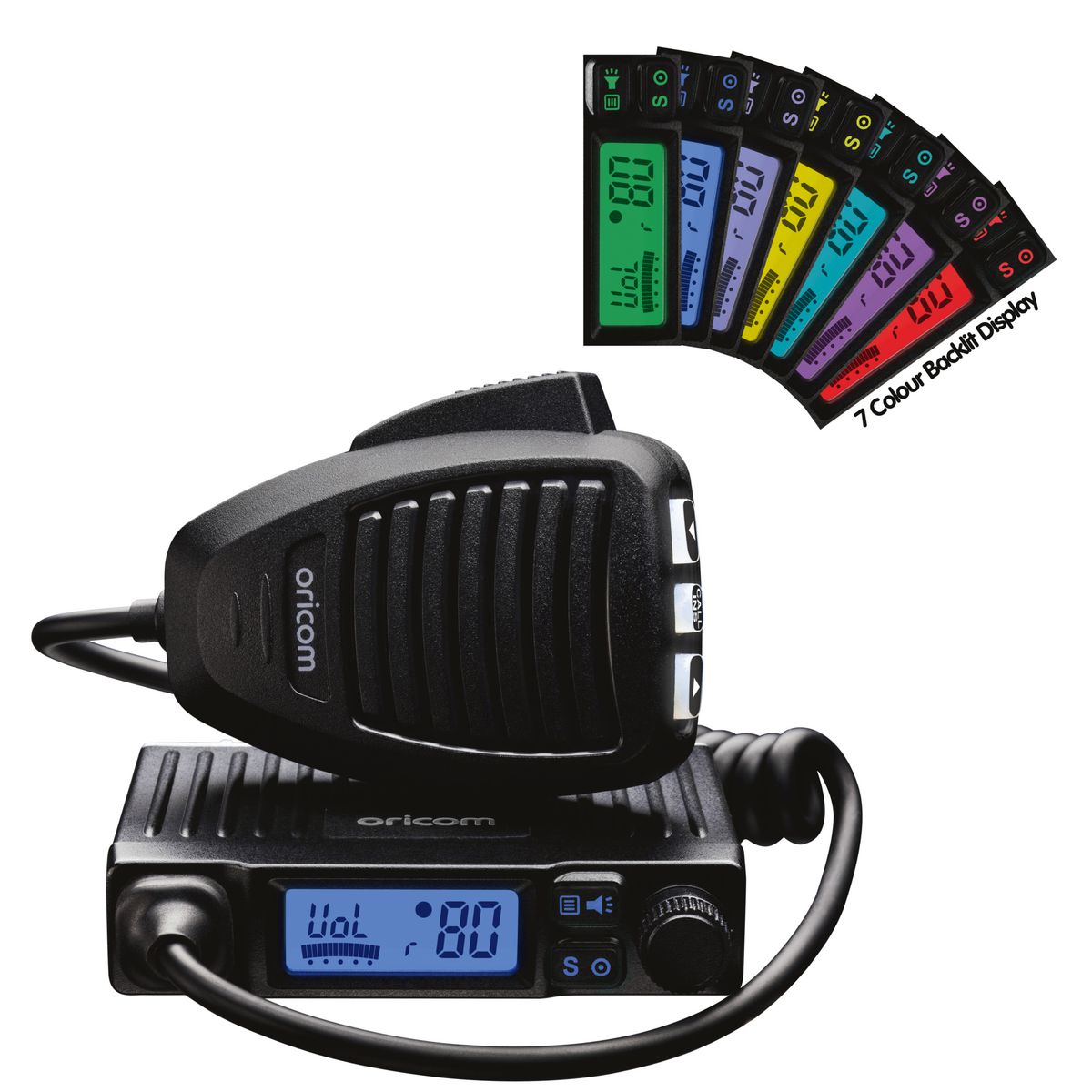 Oricom 5W Compact Micro UHF CB Radio 80 Channel 7 Colour LED Display UHF300