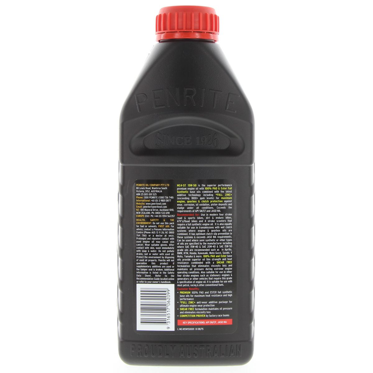Penrite MC-4 ST 15W-50 PAO/Ester Motorcycle Oil 1L