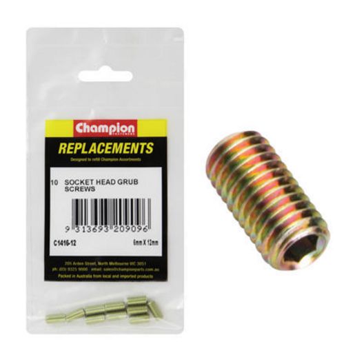 Champion Grub Screw Socket Head M6 x 12mm 10Pk C1416-12