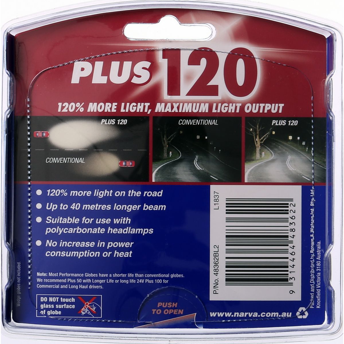 Narva H4 Globe 12V 60/55W Plus 120 2 Pack 48362BL2