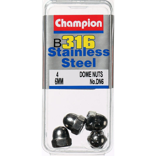 Champion Stainless Dome Nut M6 x 1.00mm 4Pk DN6