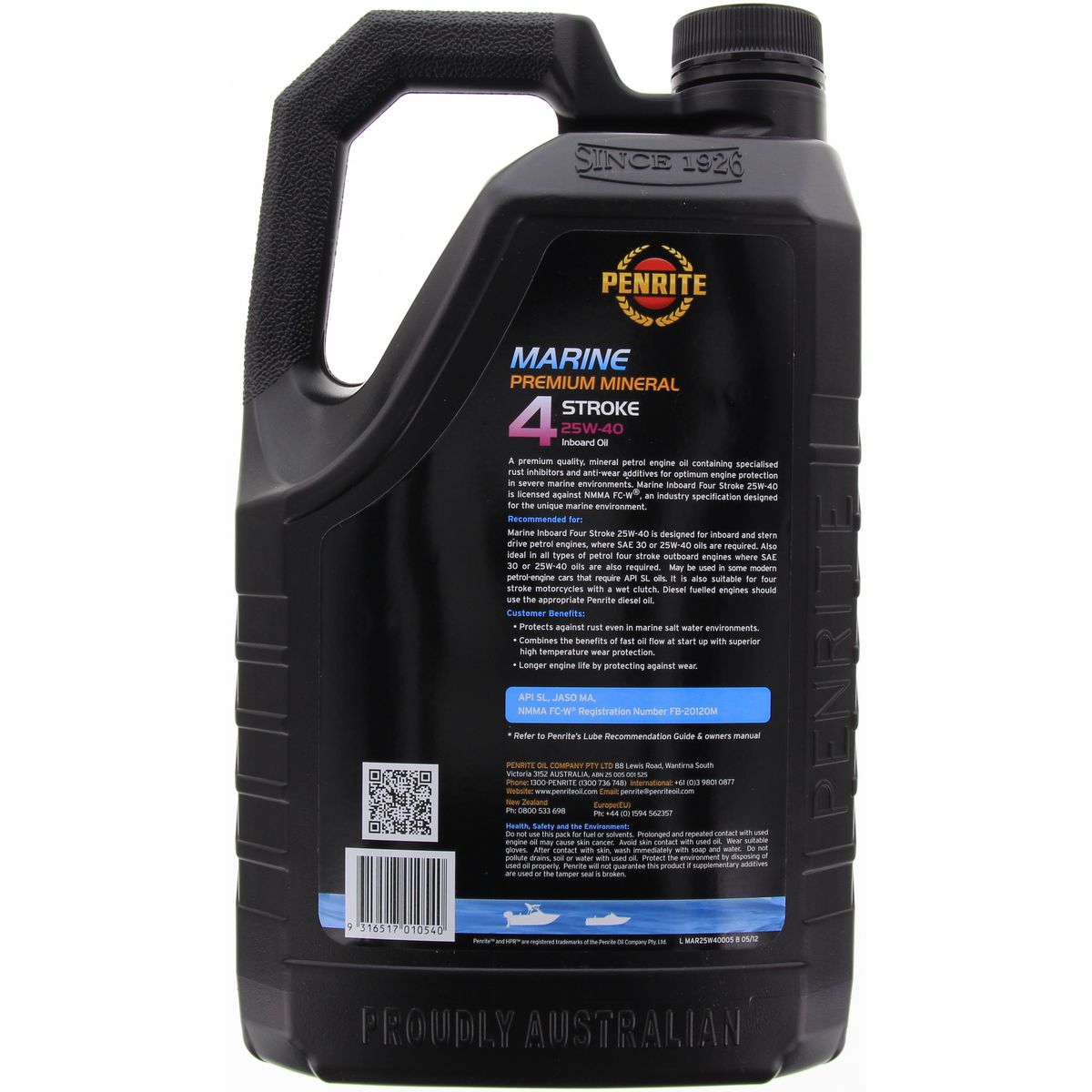 Penrite Marine Outboard 4 Stroke Oil 25W-40 5L