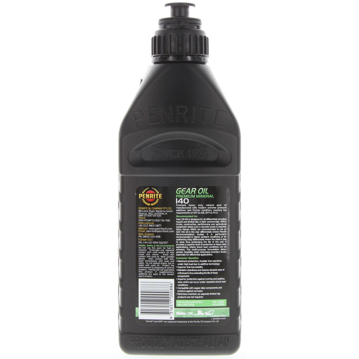 Penrite Gear Oil 140 SAE 140 Mineral Gear & Differential Oil 1L