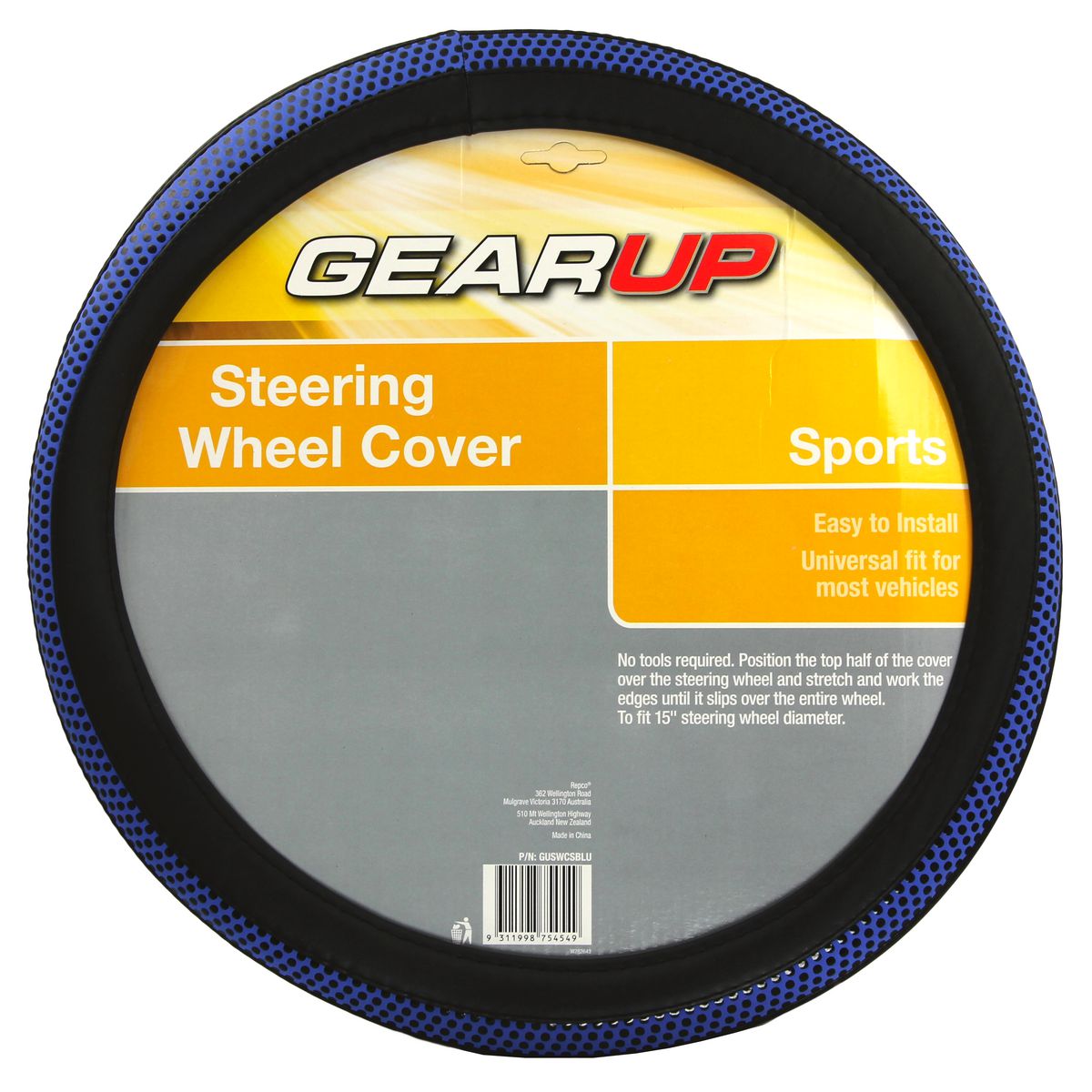 Gearup Sports Steering Wheel Cover Universal - Blue GUSWCSBLU