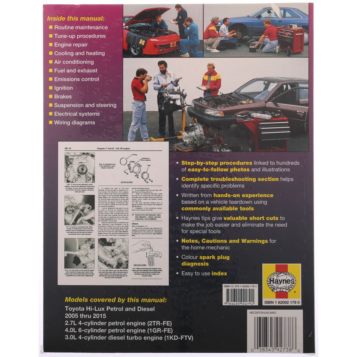 Haynes Repair Manual Suits Toyota Hi Lux 4x4 & 4x2 05-15 92738