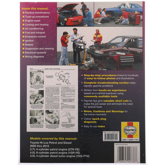 Haynes Repair Manual Suits Toyota Hi Lux 4x4 & 4x2 05-15 92738